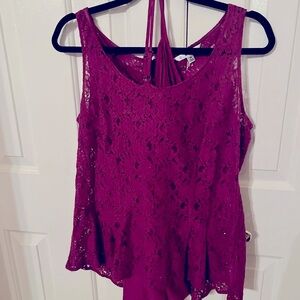 Cabi lace top with peplum and camisole